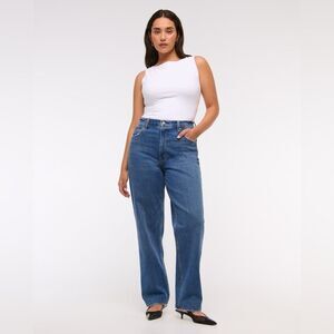 Abercrombie & Fitch Ultra High Rise 90s Straight Jean Medium Wash SZ 27 4 X-Long